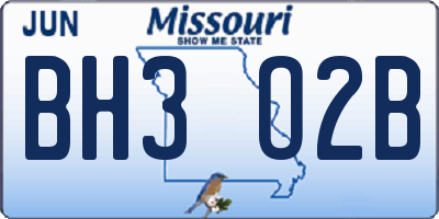 MO license plate BH3O2B