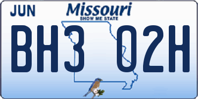 MO license plate BH3O2H