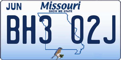 MO license plate BH3O2J