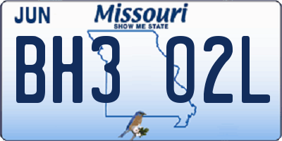MO license plate BH3O2L