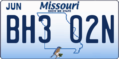 MO license plate BH3O2N