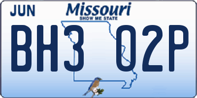 MO license plate BH3O2P