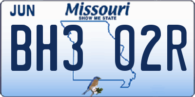 MO license plate BH3O2R