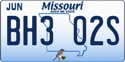 MO license plate BH3O2S