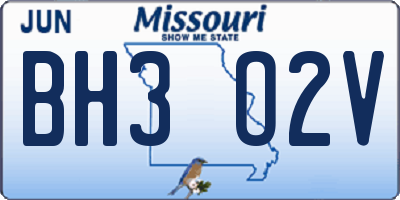 MO license plate BH3O2V