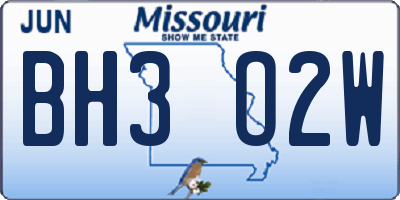 MO license plate BH3O2W