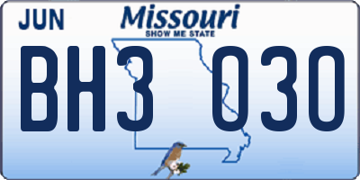 MO license plate BH3O3O