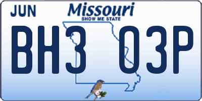 MO license plate BH3O3P