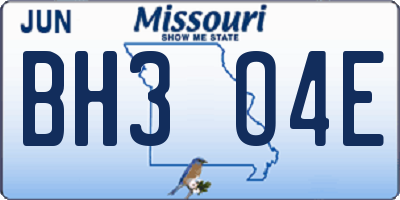 MO license plate BH3O4E