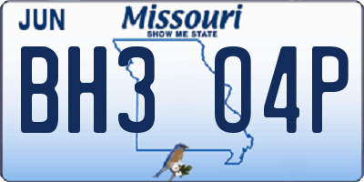 MO license plate BH3O4P