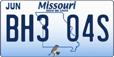 MO license plate BH3O4S