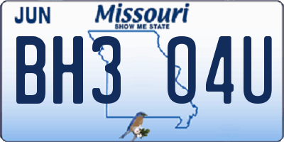 MO license plate BH3O4U