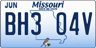 MO license plate BH3O4V