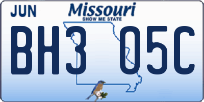 MO license plate BH3O5C