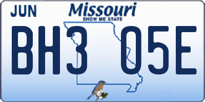 MO license plate BH3O5E