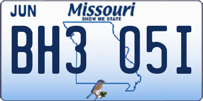 MO license plate BH3O5I