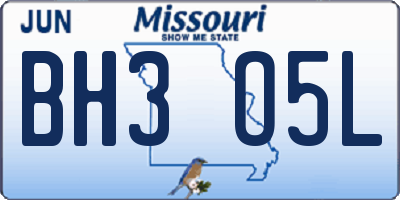 MO license plate BH3O5L