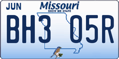 MO license plate BH3O5R