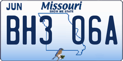 MO license plate BH3O6A