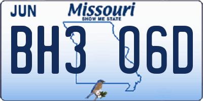 MO license plate BH3O6D