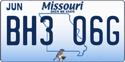 MO license plate BH3O6G