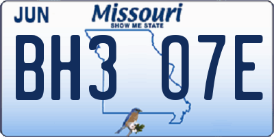 MO license plate BH3O7E