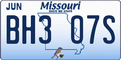 MO license plate BH3O7S