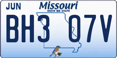 MO license plate BH3O7V