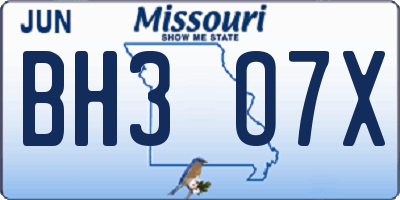 MO license plate BH3O7X