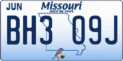 MO license plate BH3O9J