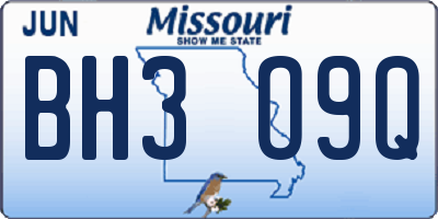 MO license plate BH3O9Q