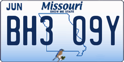 MO license plate BH3O9Y