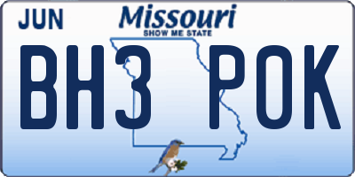 MO license plate BH3P0K