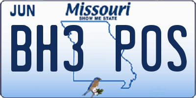 MO license plate BH3P0S