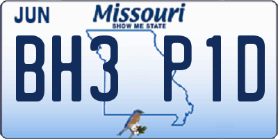 MO license plate BH3P1D