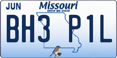 MO license plate BH3P1L