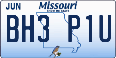 MO license plate BH3P1U