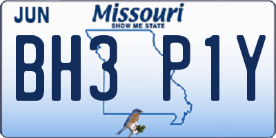 MO license plate BH3P1Y