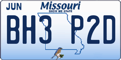 MO license plate BH3P2D