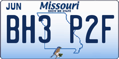 MO license plate BH3P2F
