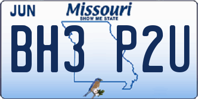 MO license plate BH3P2U