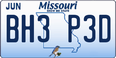 MO license plate BH3P3D