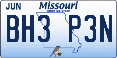 MO license plate BH3P3N