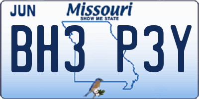MO license plate BH3P3Y
