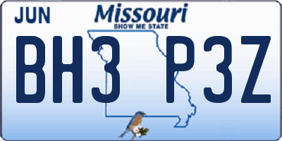 MO license plate BH3P3Z