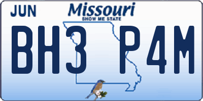 MO license plate BH3P4M
