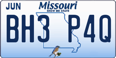 MO license plate BH3P4Q