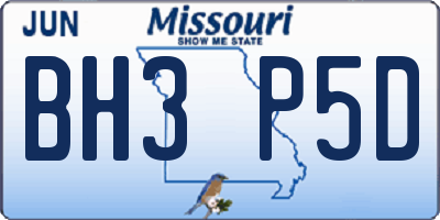 MO license plate BH3P5D