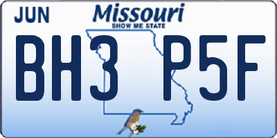 MO license plate BH3P5F