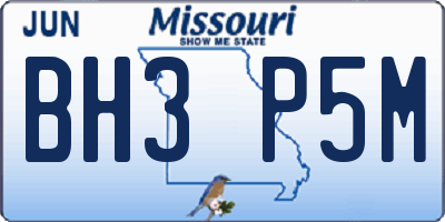 MO license plate BH3P5M